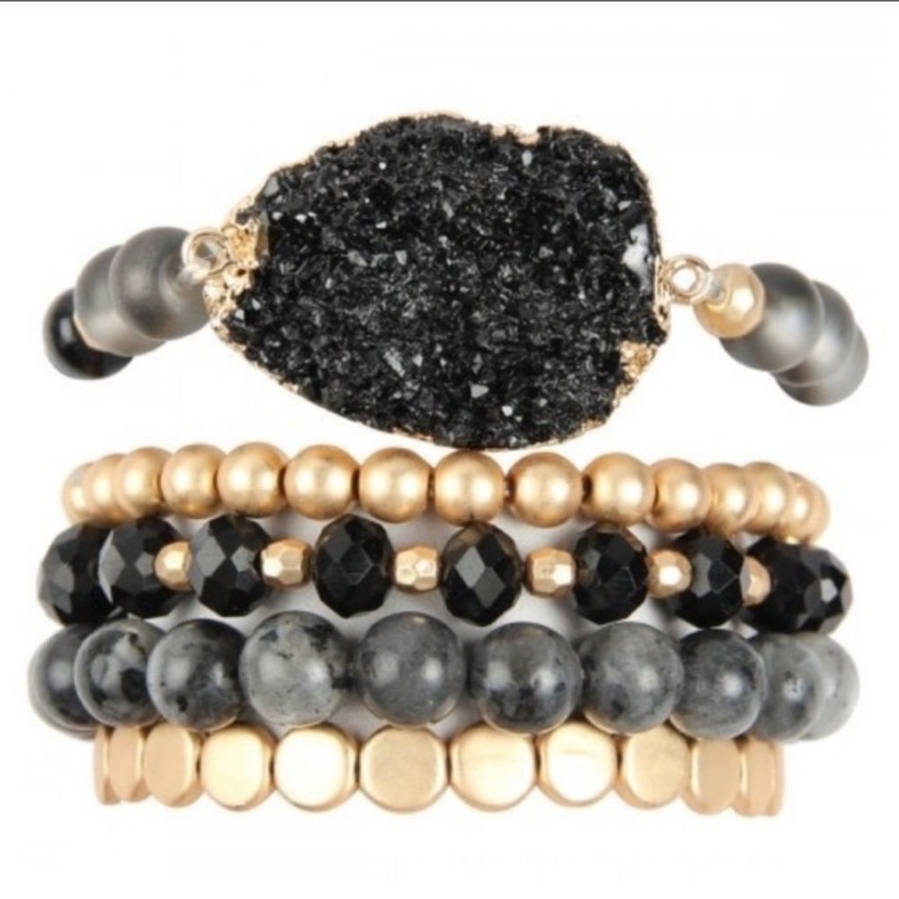 BLACK DRUZY BRACLETS - Picture 2 of 2